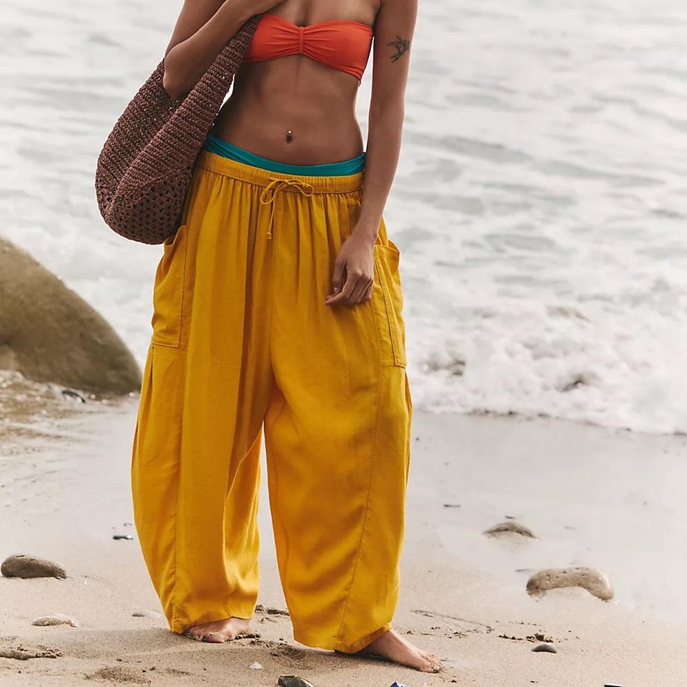 Free People Yellow Ankle Pants